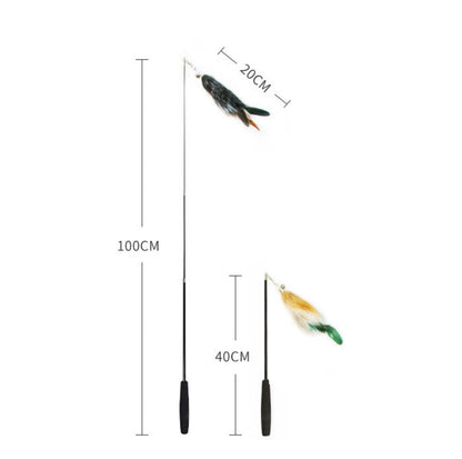 Length Adjustable Telescopic Cat Teaser with Faux Fox Fur Head - {{product.type}} - PawPawUp
