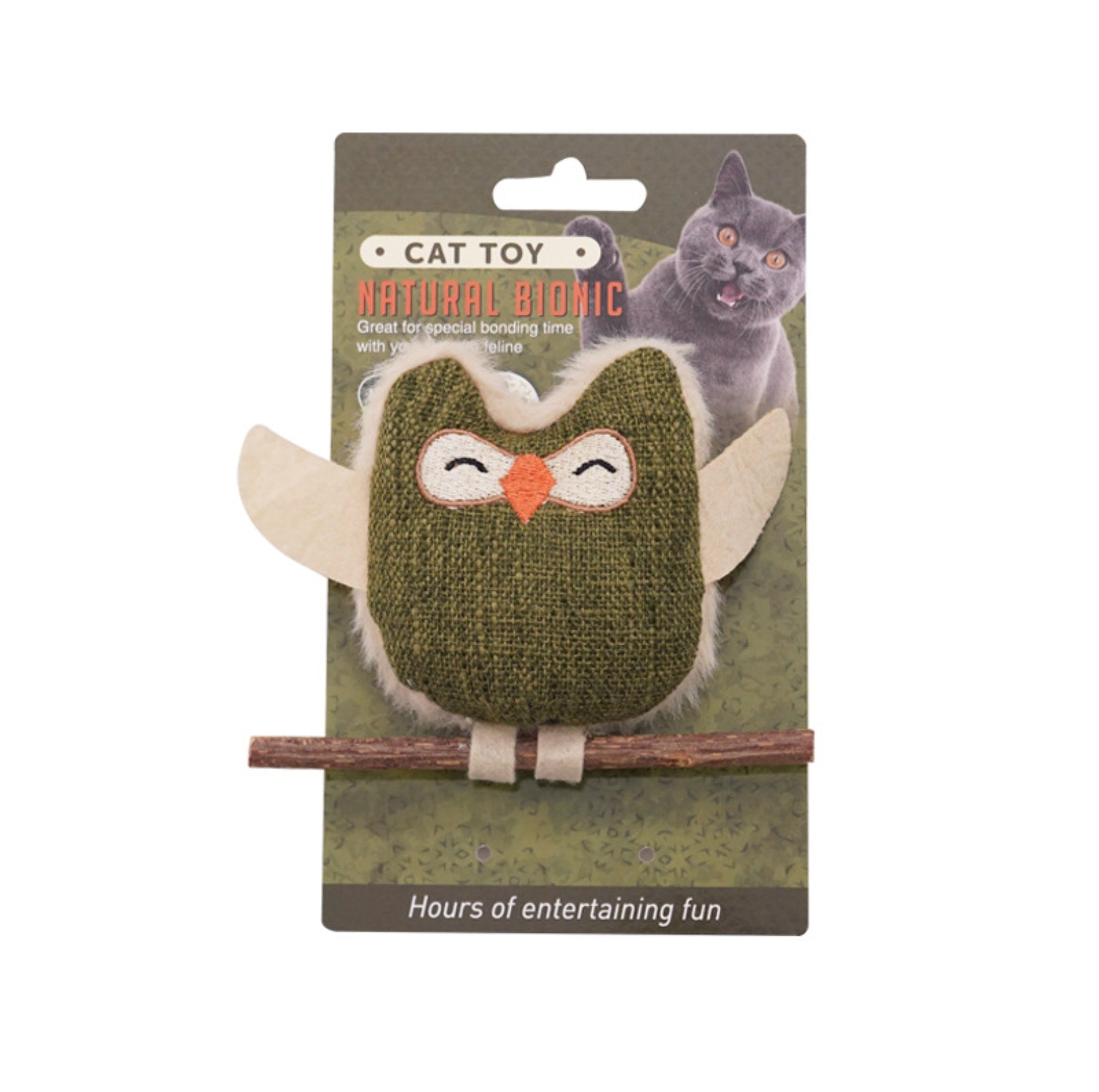 Linen Owl Cat Catnip Chew Toy - {{product.type}} - PawPawUp