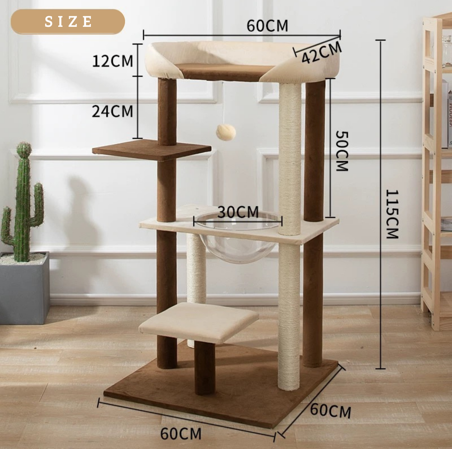 Luxury Japanese-Style Cat Tree with Large Bed – 90906 - {{product.type}} - PawPawUp