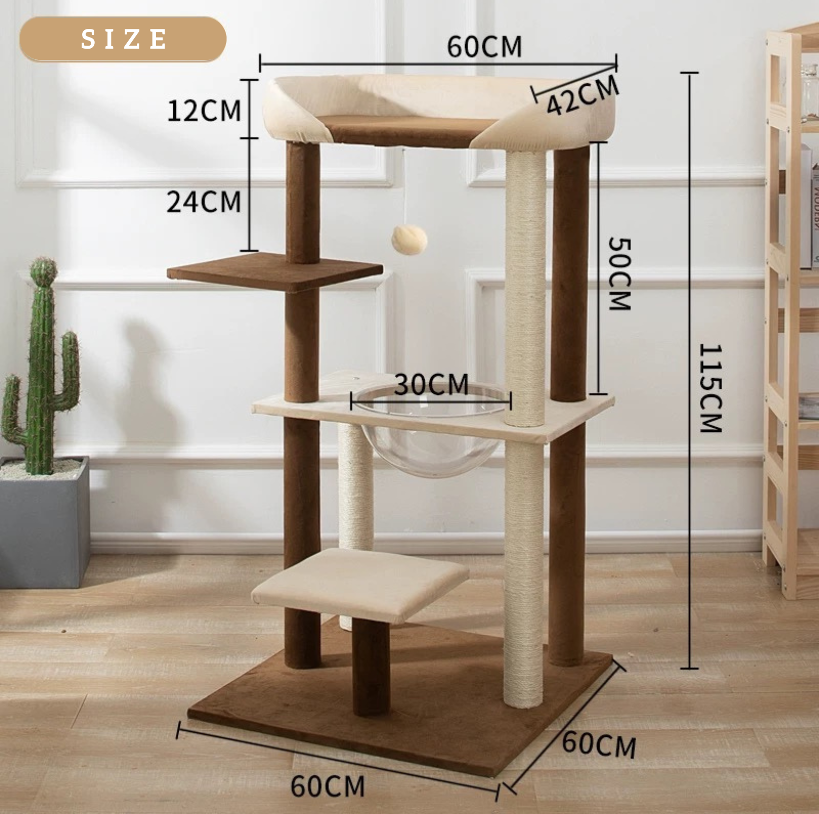 Luxury Japanese-Style Cat Tree with Large Bed – 90906 - {{product.type}} - PawPawUp