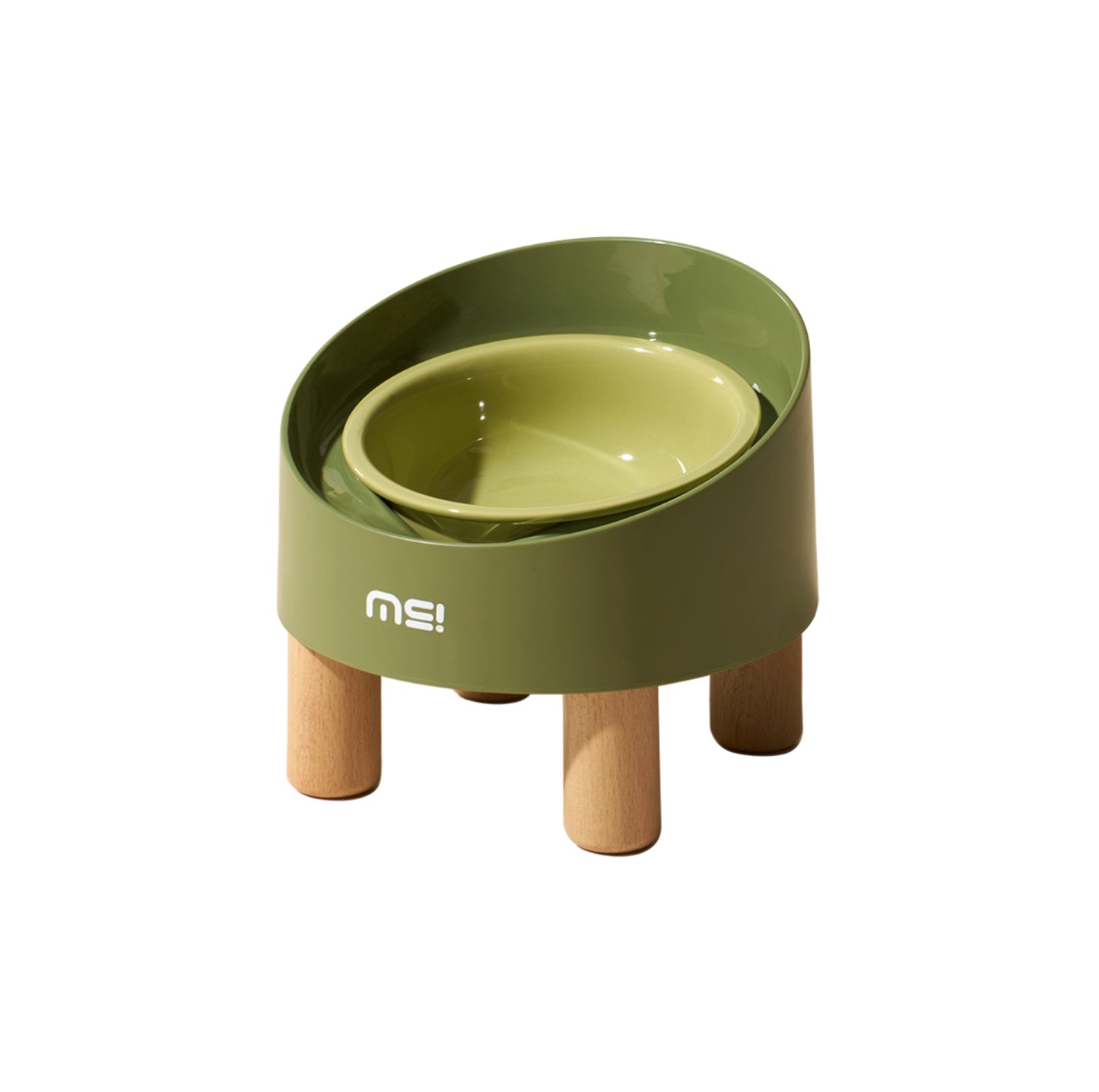 Makesure Rolls Elevated Ceramic Pet Bowl with Wooden Stand - {{product.type}} - PawPawUp