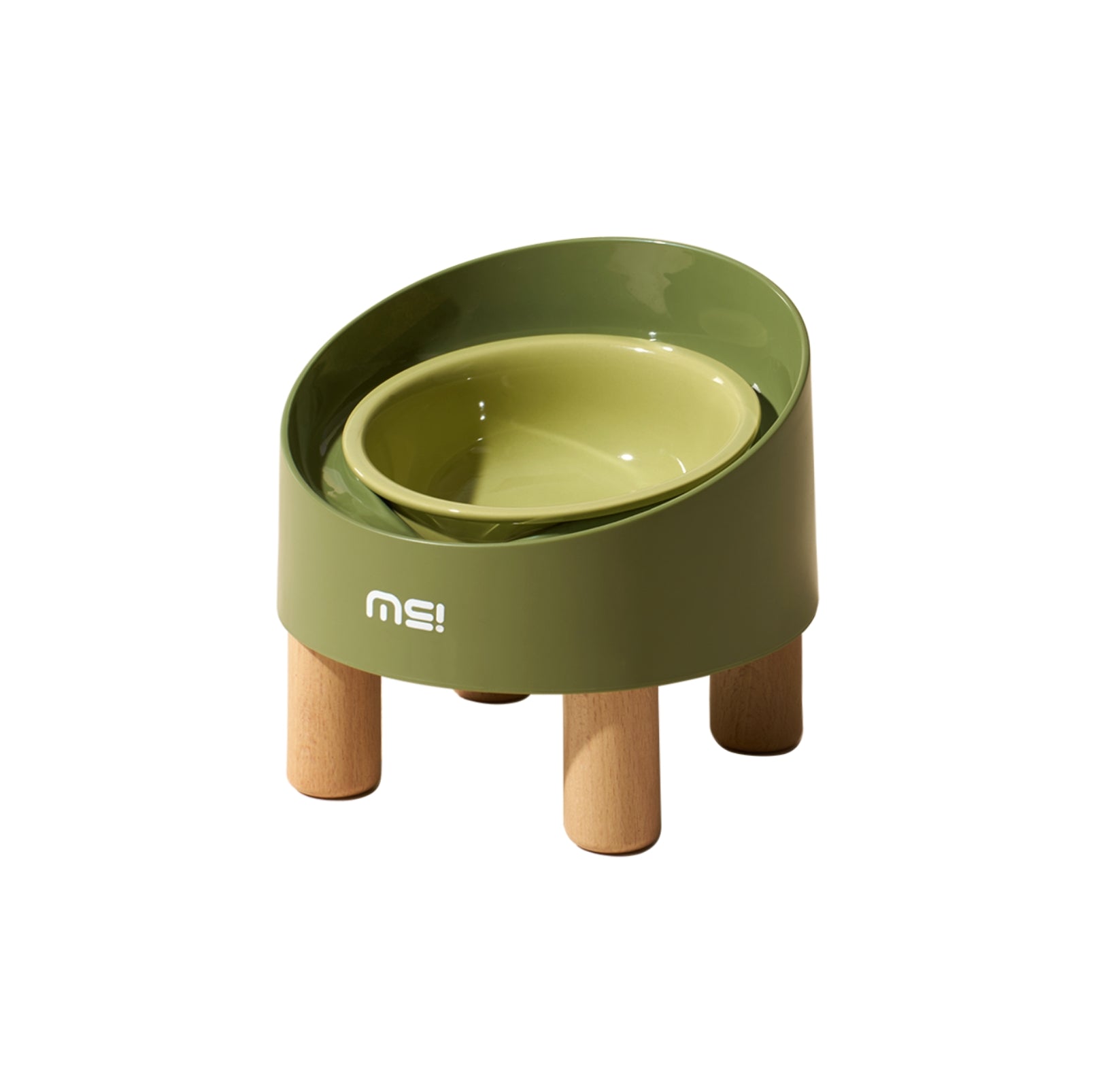 Makesure Rolls Elevated Ceramic Pet Bowl with Wooden Stand - {{product.type}} - PawPawUp