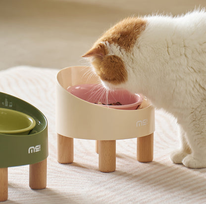 Makesure Rolls Elevated Ceramic Pet Bowl with Wooden Stand - {{product.type}} - PawPawUp