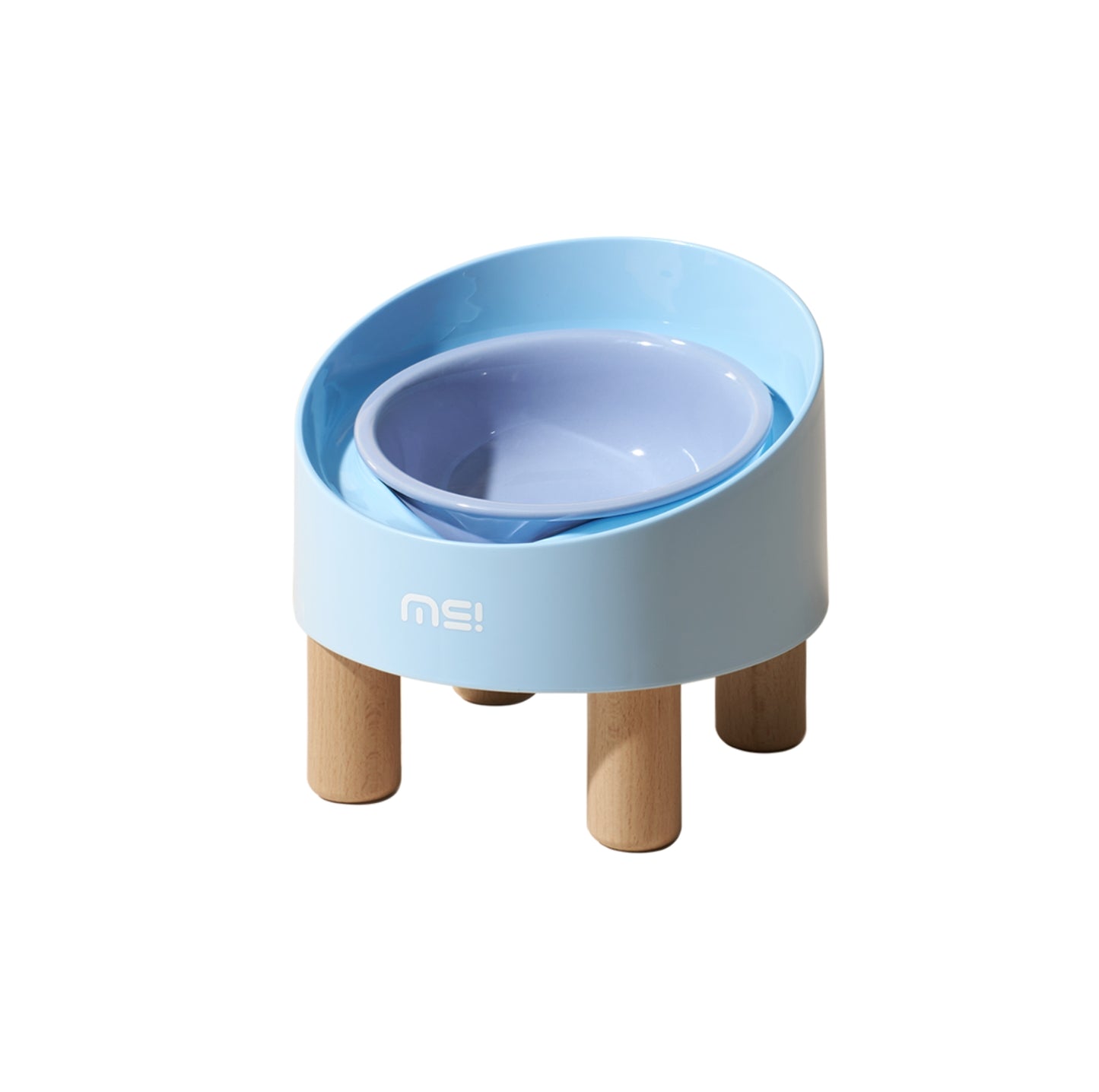Makesure Rolls Elevated Ceramic Pet Bowl with Wooden Stand - {{product.type}} - PawPawUp