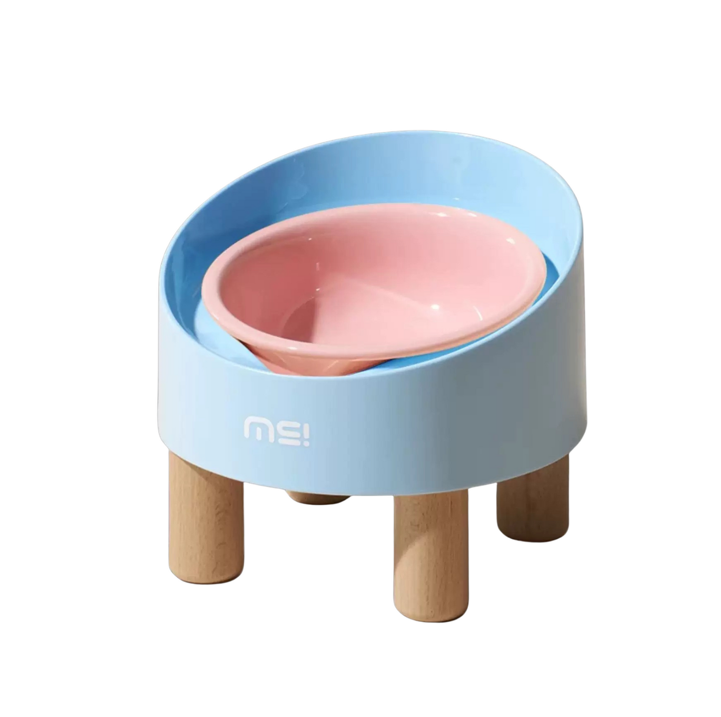 Makesure Rolls Elevated Ceramic Pet Bowl with Wooden Stand - {{product.type}} - PawPawUp