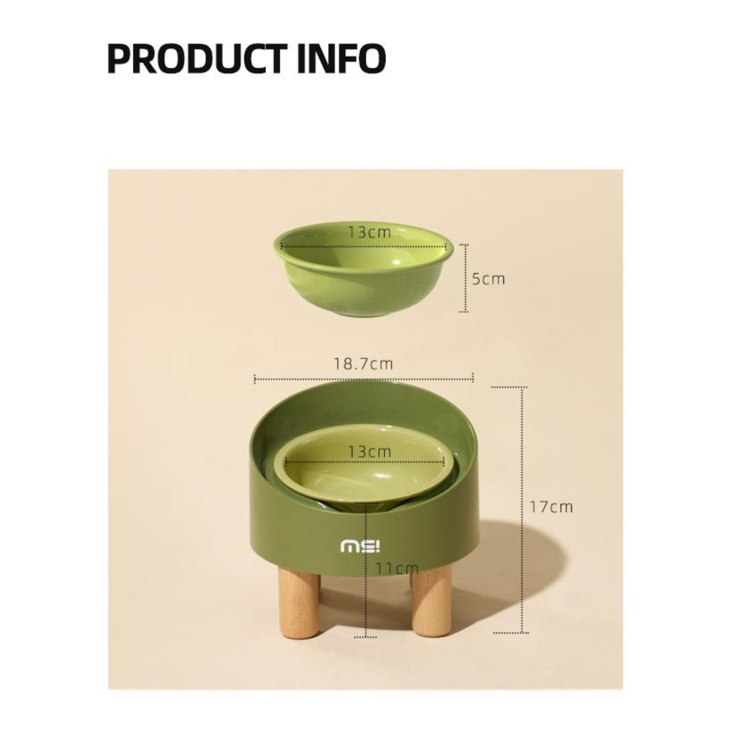 Makesure Rolls Elevated Ceramic Pet Bowl with Wooden Stand - {{product.type}} - PawPawUp