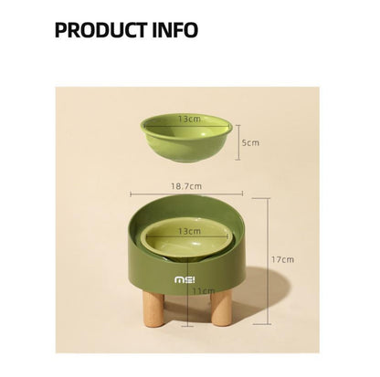 Makesure Rolls Elevated Ceramic Pet Bowl with Wooden Stand - {{product.type}} - PawPawUp