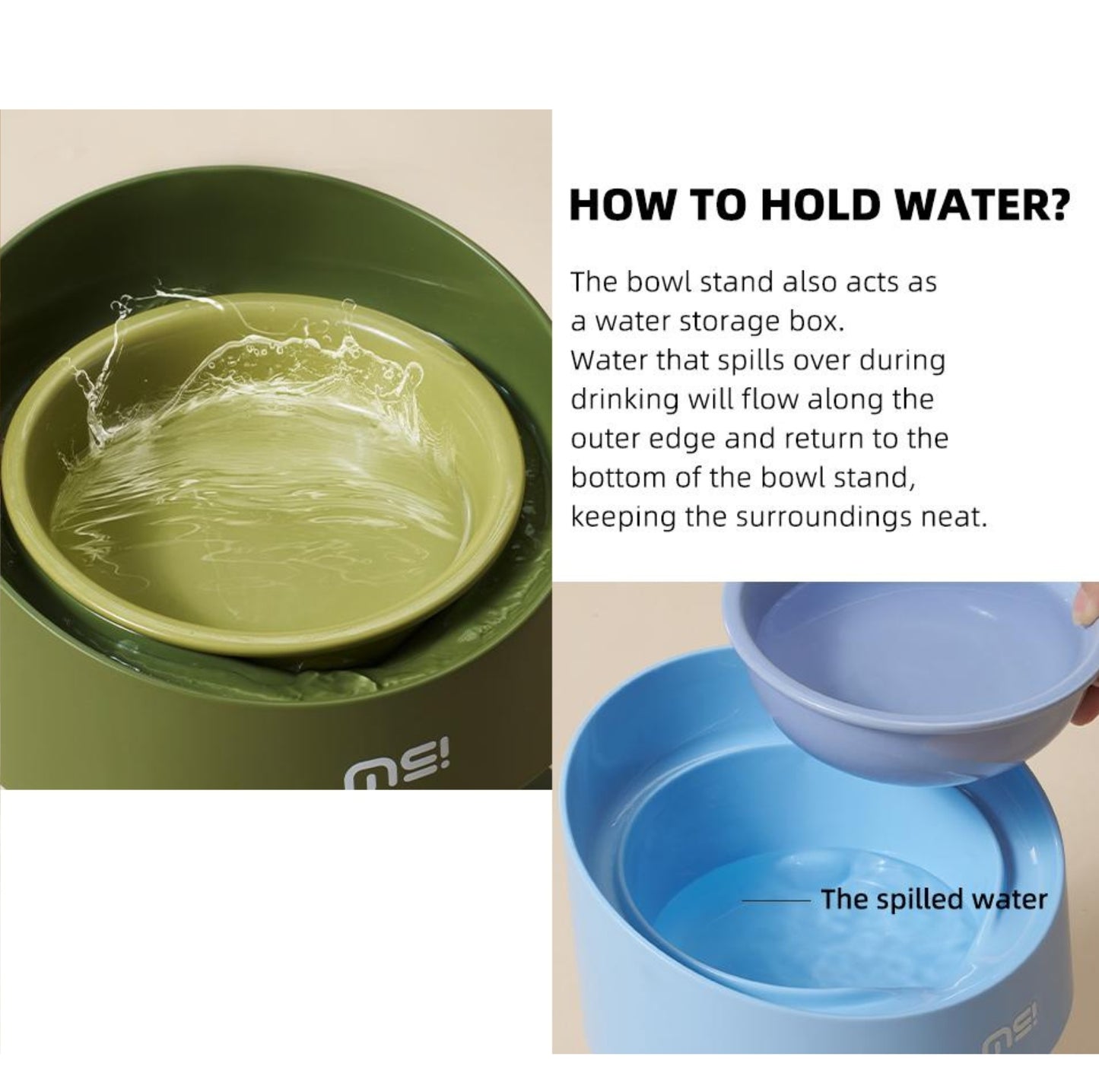 Makesure Rolls Elevated Ceramic Pet Bowl with Wooden Stand - {{product.type}} - PawPawUp