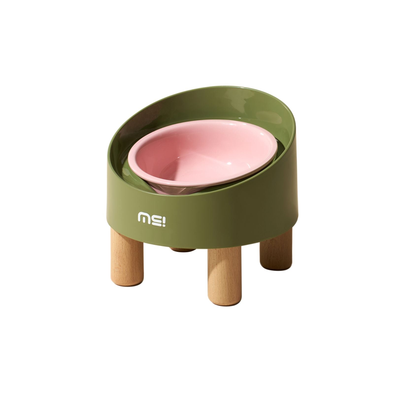 Makesure Rolls Elevated Ceramic Pet Bowl with Wooden Stand - {{product.type}} - PawPawUp