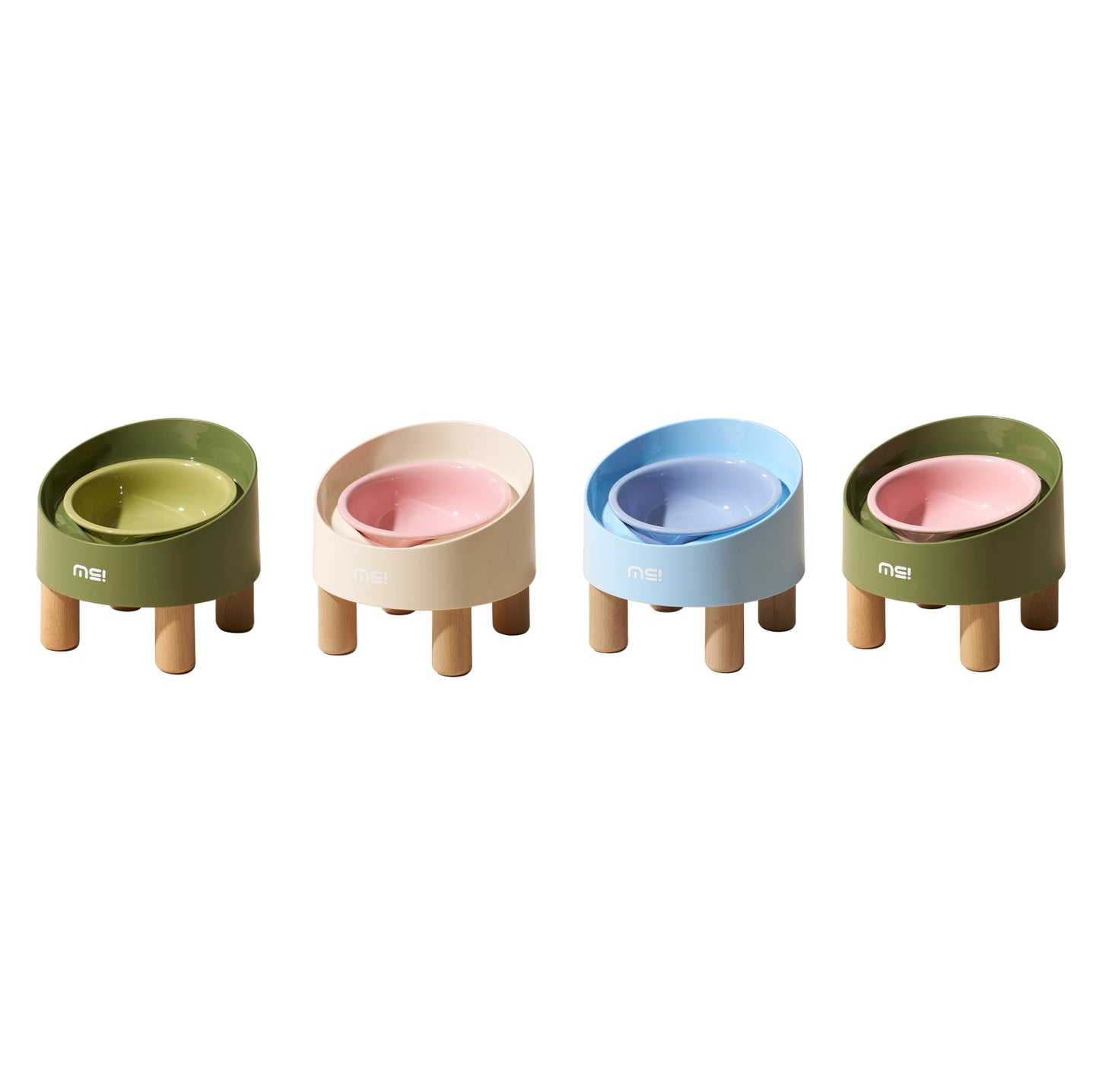 Makesure Rolls Elevated Ceramic Pet Bowl with Wooden Stand - {{product.type}} - PawPawUp