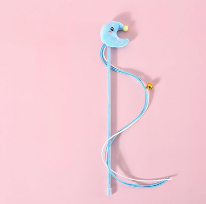 Moon and Star Style Ribbon Bell Cat Teaser Wand - {{product.type}} - PawPawUp