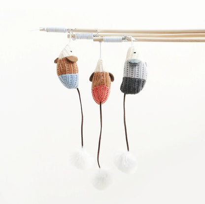 Mouse & Star Cat Teaser Wand – Wooden Stick, Durable & Fun (6 Styles) - {{product.type}} - PawPawUp