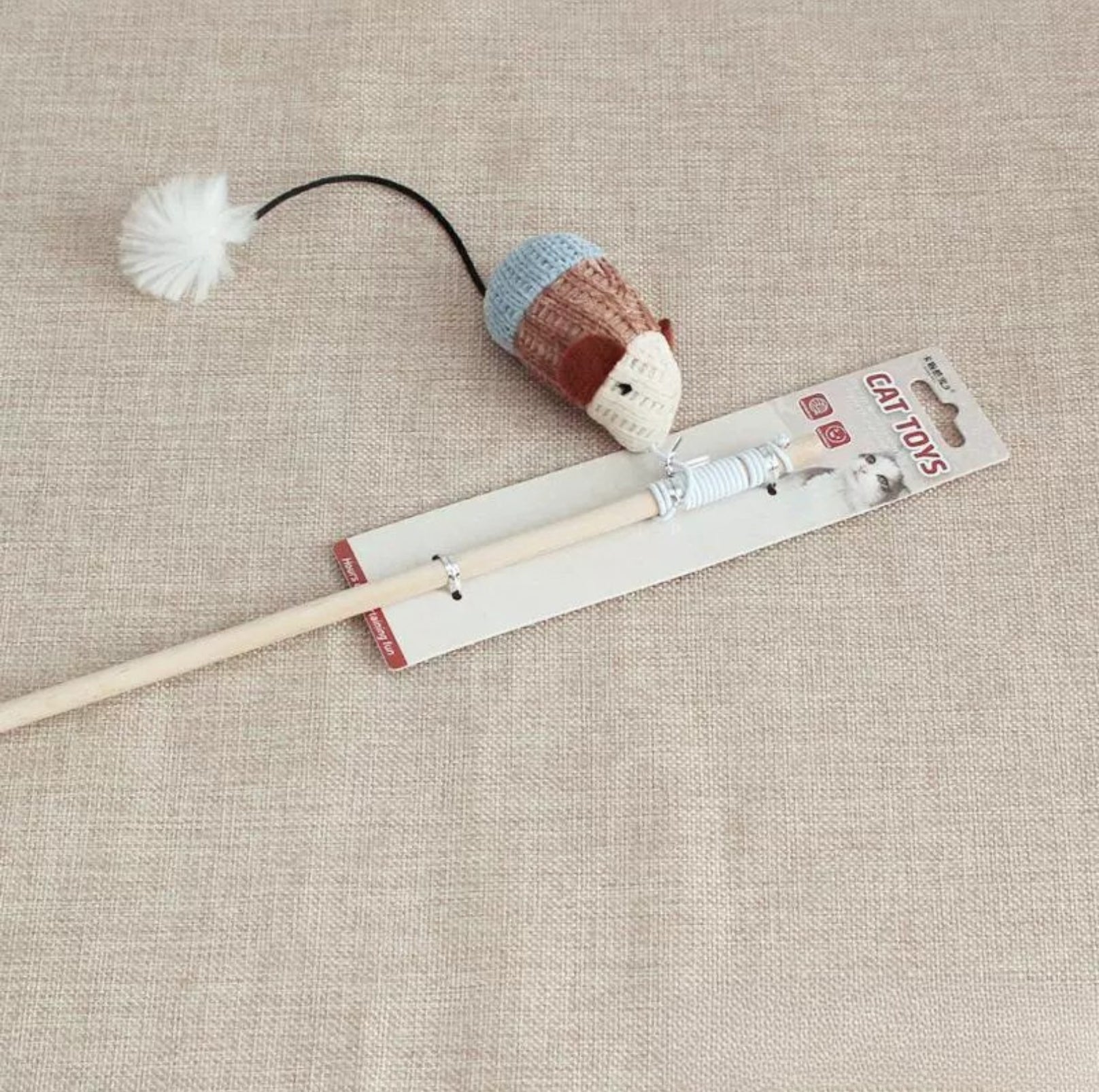 Mouse & Star Cat Teaser Wand – Wooden Stick, Durable & Fun (6 Styles) - {{product.type}} - PawPawUp