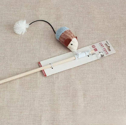 Mouse & Star Cat Teaser Wand – Wooden Stick, Durable & Fun (6 Styles) - {{product.type}} - PawPawUp