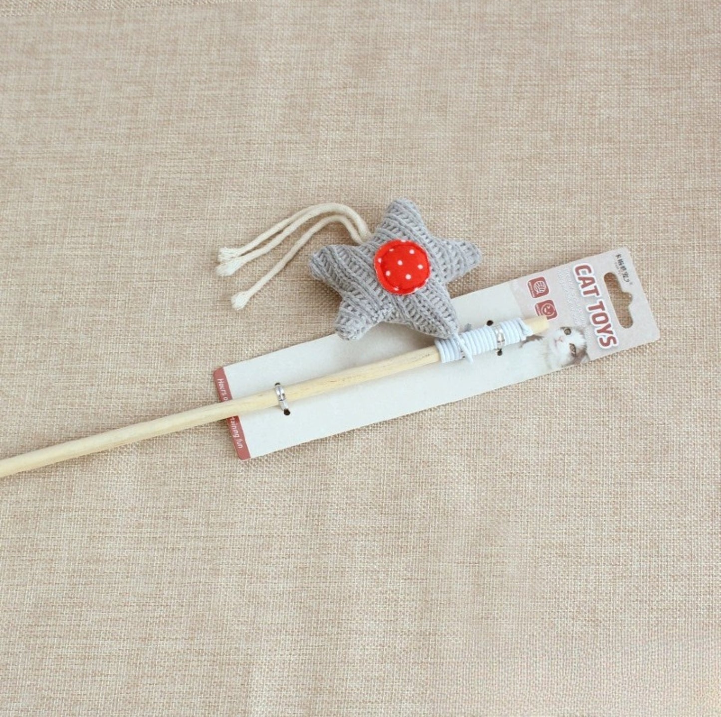 Mouse & Star Cat Teaser Wand – Wooden Stick, Durable & Fun (6 Styles) - {{product.type}} - PawPawUp