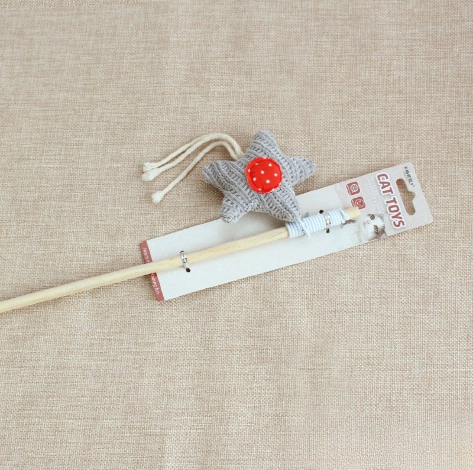 Mouse & Star Cat Teaser Wand – Wooden Stick, Durable & Fun (6 Styles) - {{product.type}} - PawPawUp