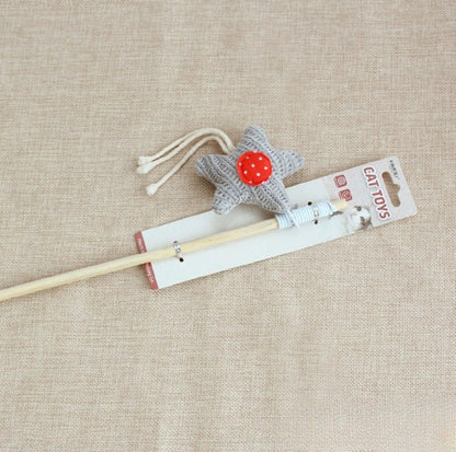 Mouse & Star Cat Teaser Wand – Wooden Stick, Durable & Fun (6 Styles) - {{product.type}} - PawPawUp