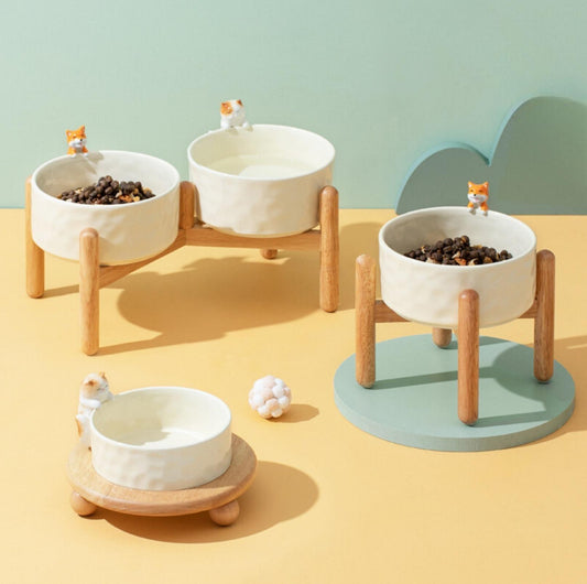 Nordic-style 3D Sculpture Ceramic Cat and Small Dog Bowl - {{product.type}} - PawPawUp