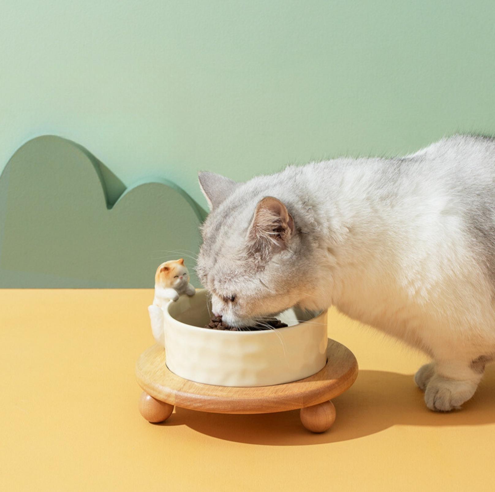 Nordic-style 3D Sculpture Ceramic Cat and Small Dog Bowl - {{product.type}} - PawPawUp