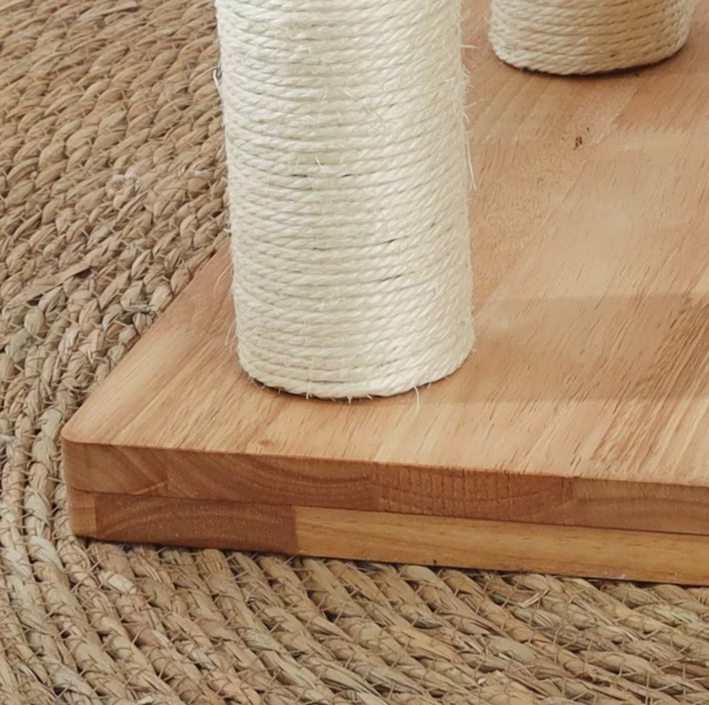 Oak Cat Tower – 6 Levels with Woven Rattan Beds (90855) - {{product.type}} - PawPawUp