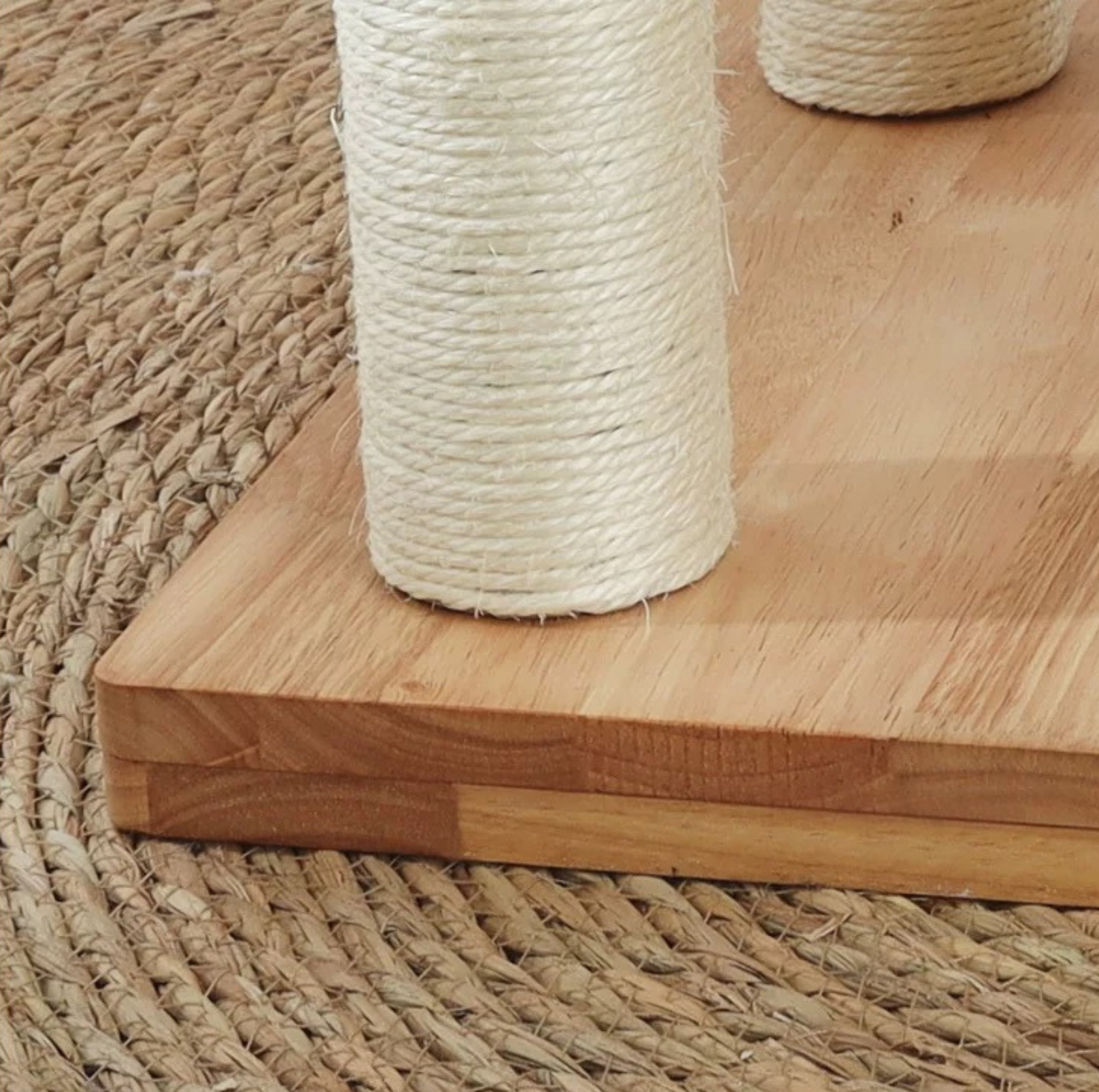 Oak Cat Tower – 6 Levels with Woven Rattan Beds (90855) - {{product.type}} - PawPawUp