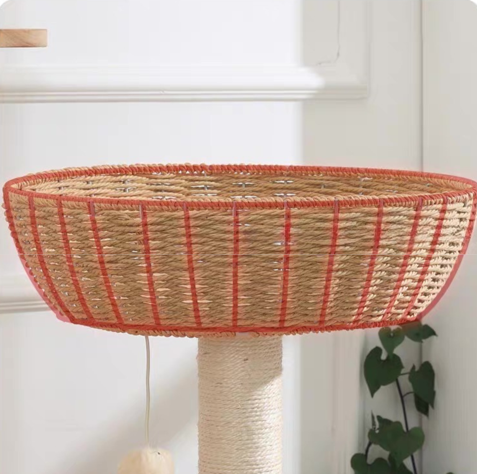 Oak Cat Tower – 6 Levels with Woven Rattan Beds (90855) - {{product.type}} - PawPawUp