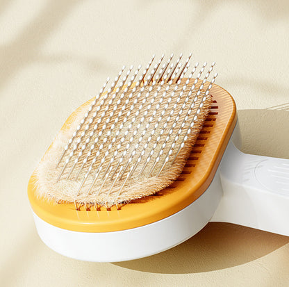One-Click Self-Cleaning Pet Brush – Angled Design for Easy Grooming - {{product.type}} - PawPawUp