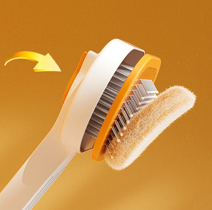 One-Click Self-Cleaning Pet Brush – Angled Design for Easy Grooming - {{product.type}} - PawPawUp