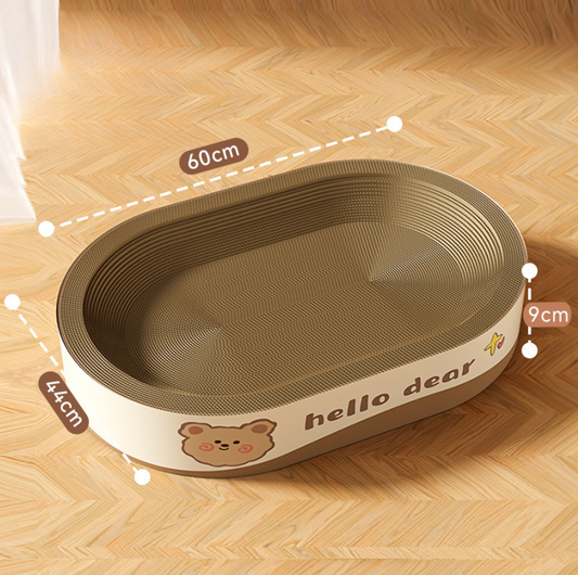 Oversized Oval Corrugated Cat Scratcher Lounge - {{product.type}} - PawPawUp