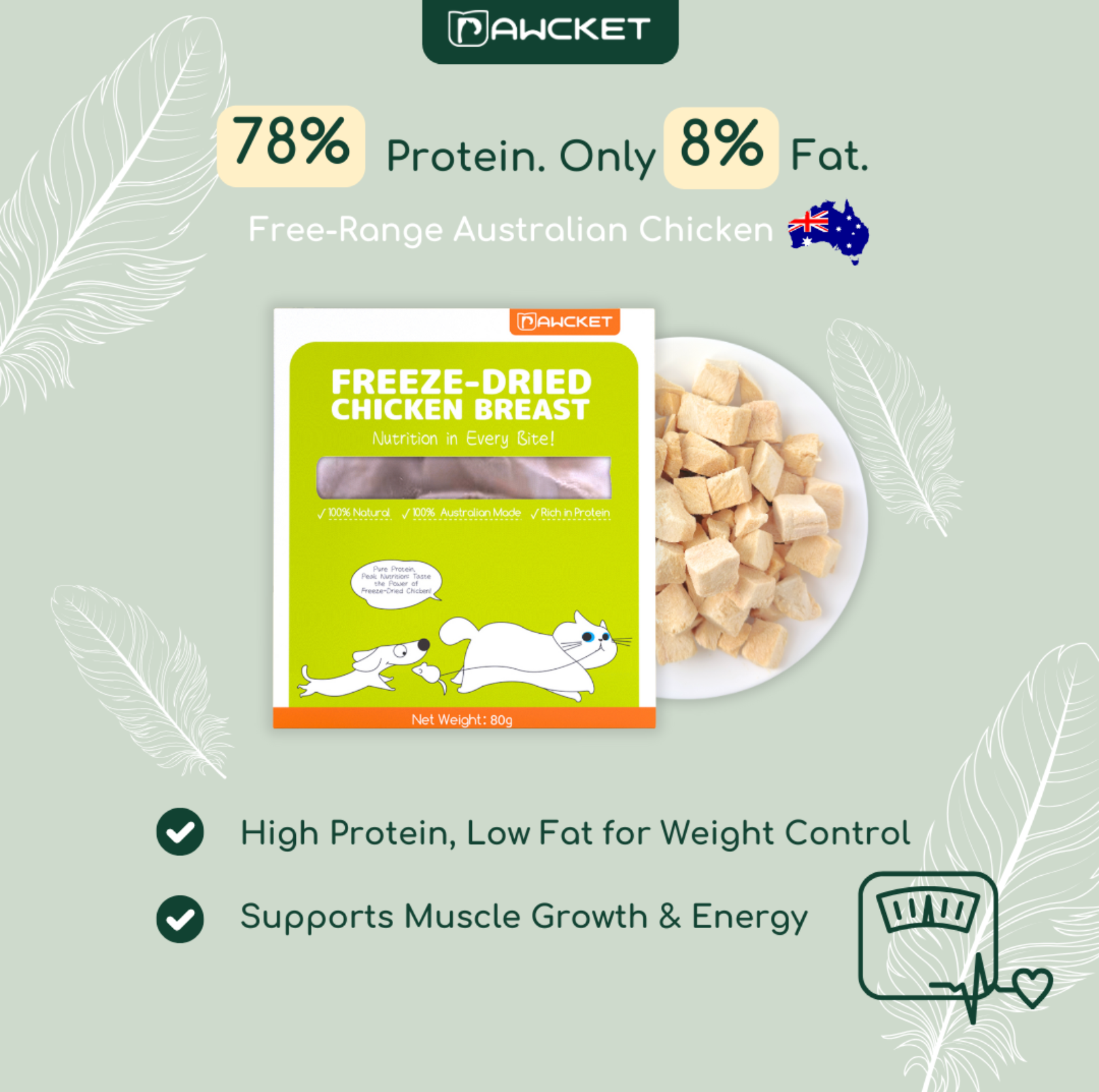 Pawcket Freeze-Dried Free Range Raw Chicken Breast Treat - {{product.type}} - PawPawUp