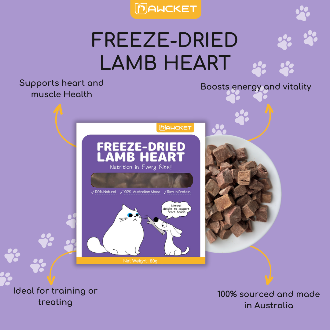 Pawcket Freeze-Dried Raw Lamb Heart Treat - {{product.type}} - PawPawUp