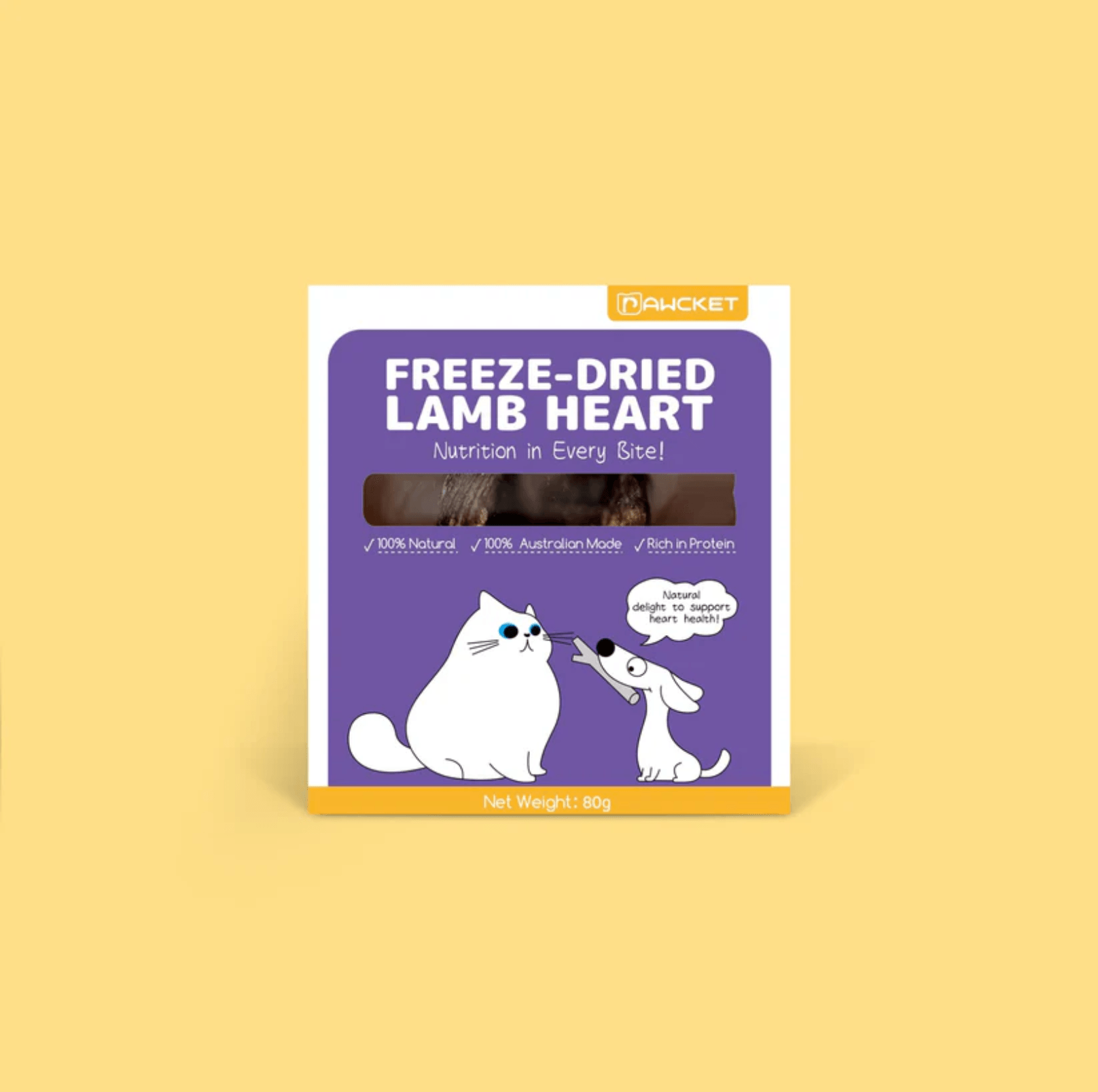 Pawcket Freeze-Dried Raw Lamb Heart Treat - {{product.type}} - PawPawUp