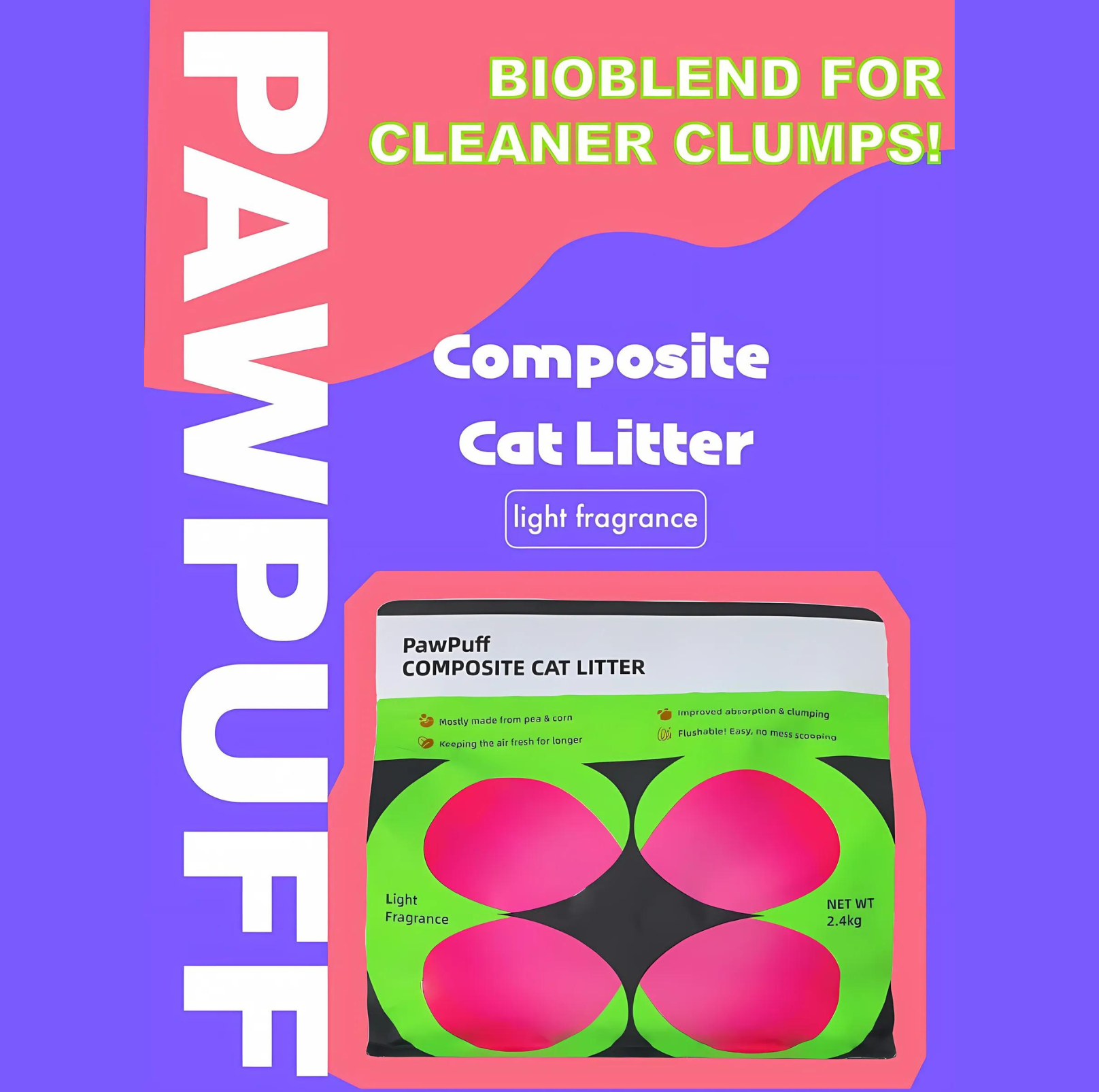 PawPuff Composite Cat Litter - Mineral + Tofu - {{product.type}} - PawPawUp