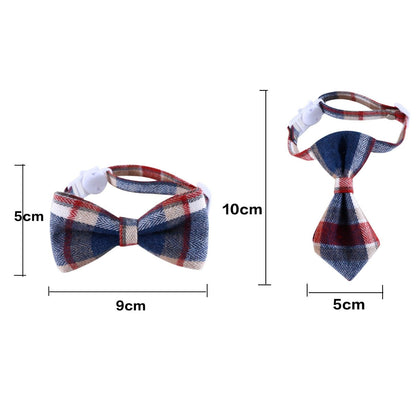 Pet Adjustable Bow/Tie Collar with Plaid Pattern - {{product.type}} - PawPawUp
