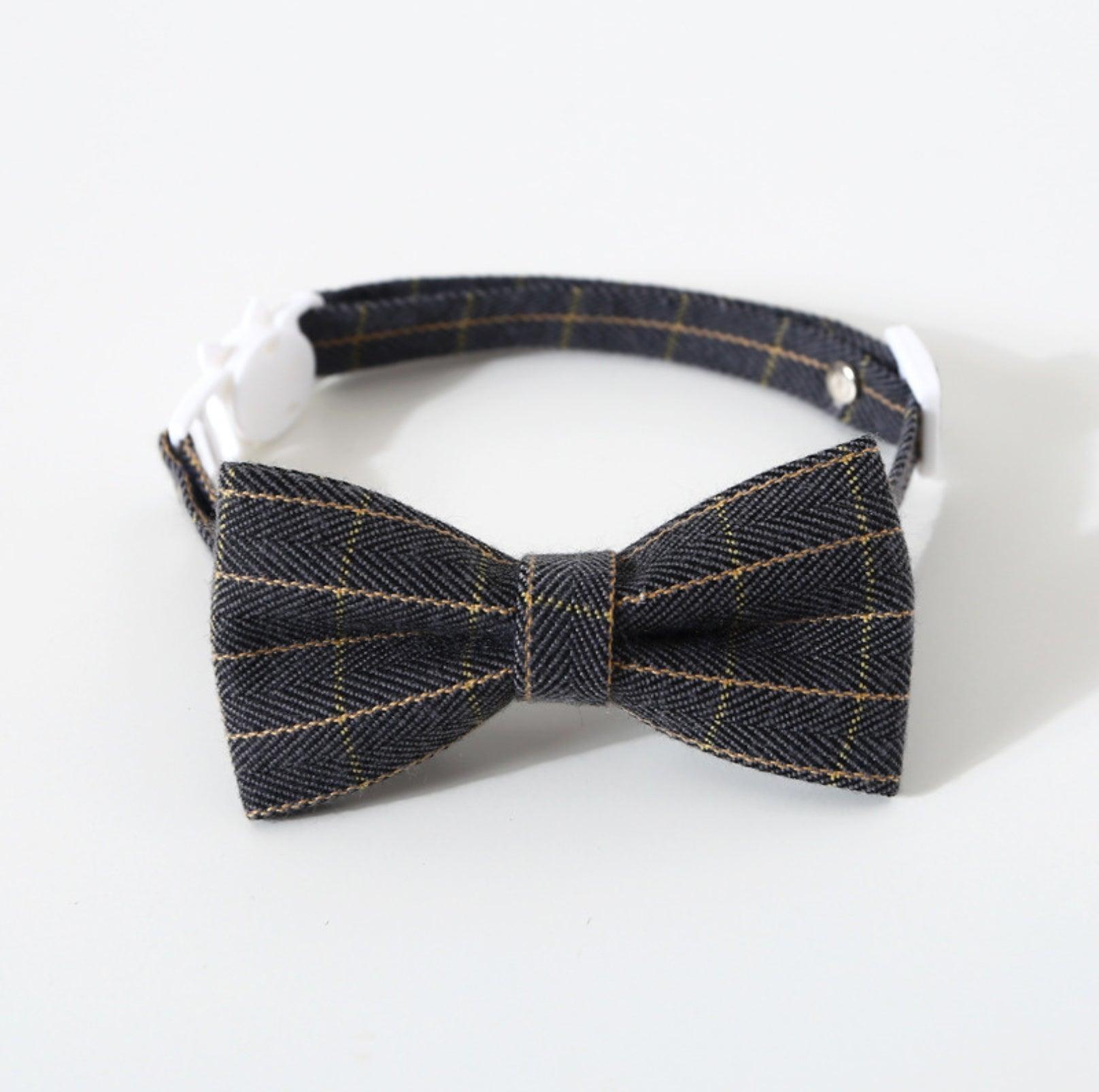 Pet Adjustable Bow/Tie Collar with Plaid Pattern - {{product.type}} - PawPawUp