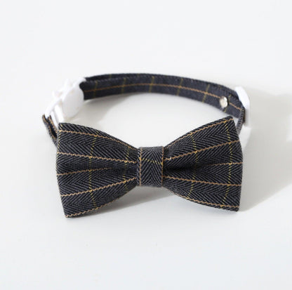 Pet Adjustable Bow/Tie Collar with Plaid Pattern - {{product.type}} - PawPawUp