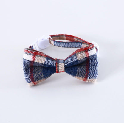 Pet Adjustable Bow/Tie Collar with Plaid Pattern - {{product.type}} - PawPawUp
