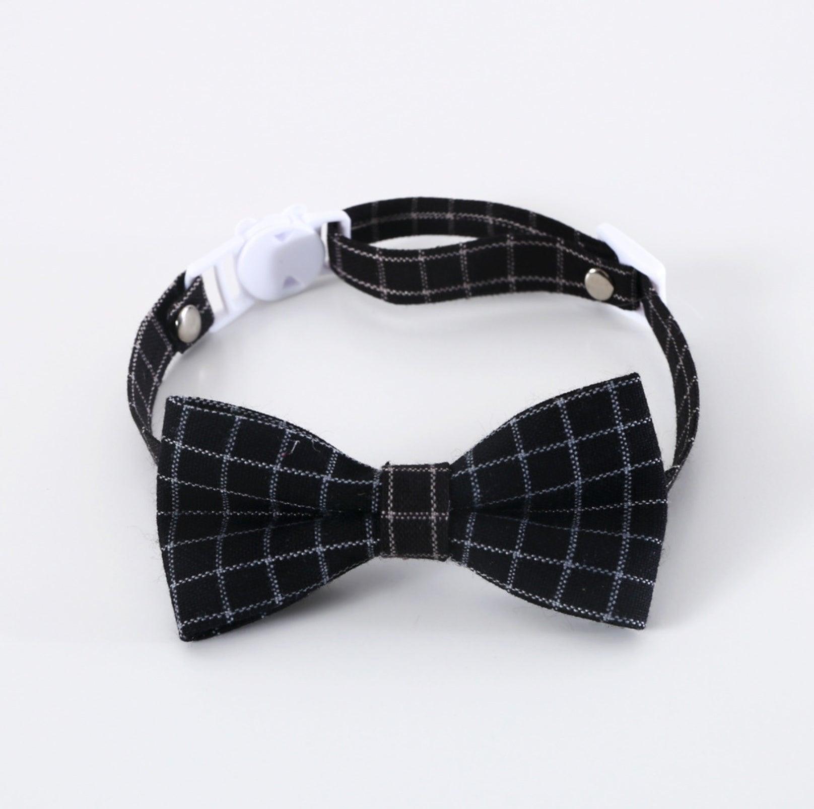 Pet Adjustable Bow/Tie Collar with Plaid Pattern - {{product.type}} - PawPawUp