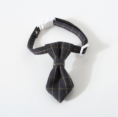 Pet Adjustable Bow/Tie Collar with Plaid Pattern - {{product.type}} - PawPawUp