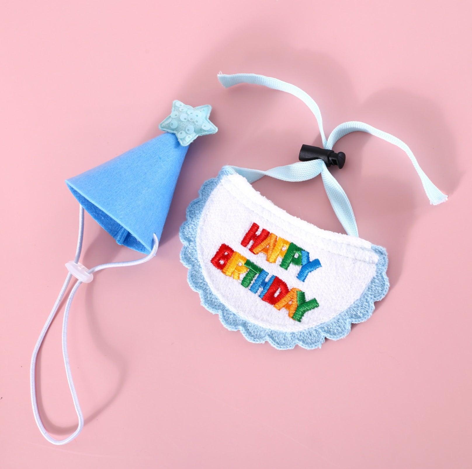 Pet Birthday Ensemble: Stylish Hat & Bib Accessory Set - {{product.type}} - PawPawUp