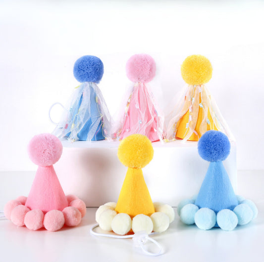 Pet Pom-pom and Tassel Party Birthday Hat Accessories - {{product.type}} - PawPawUp