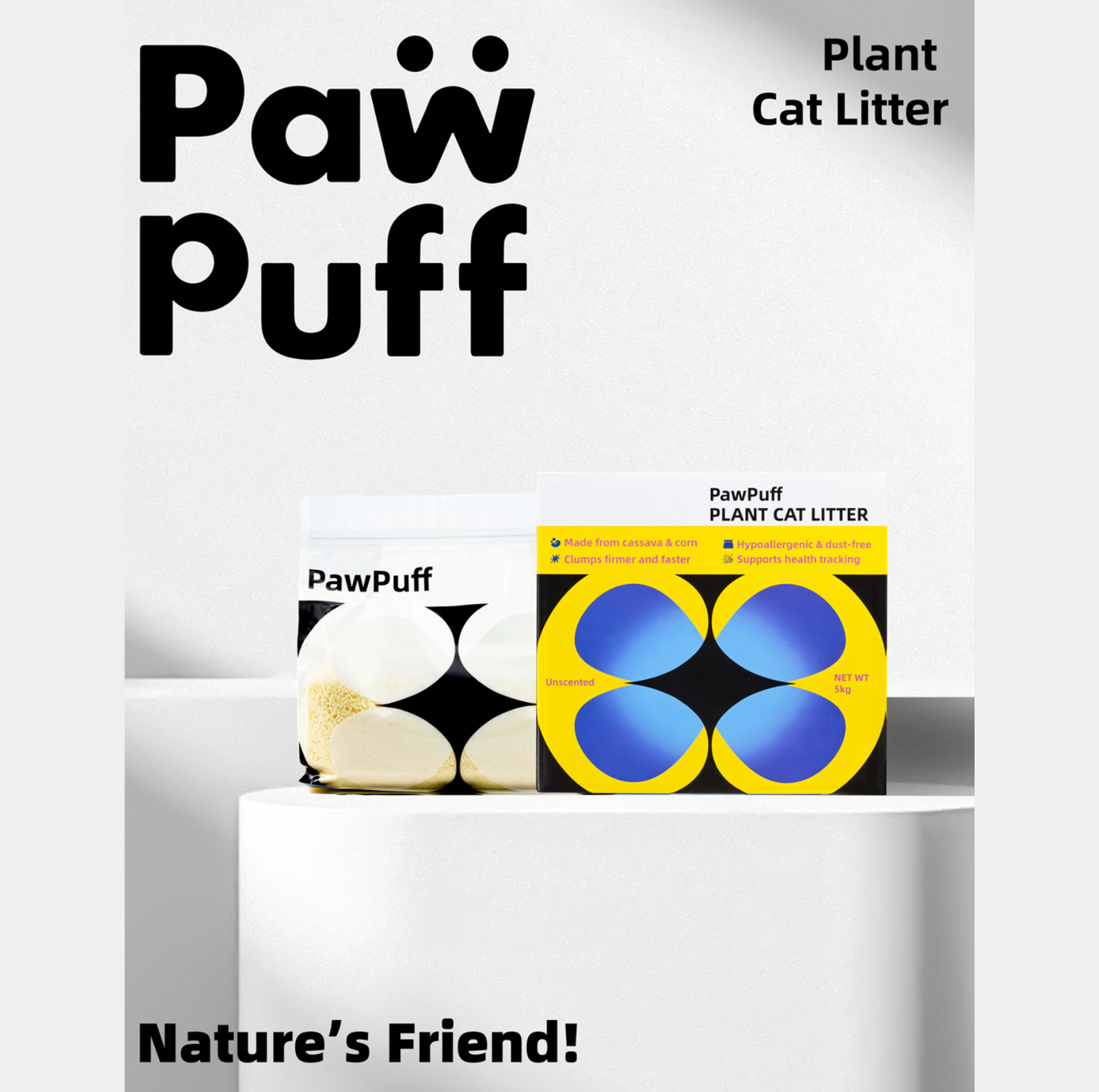 Pet Show PawPuff 100% Natural Plant-Based Cat Litter - Corn & Cassava, 5kg - {{product.type}} - PawPawUp