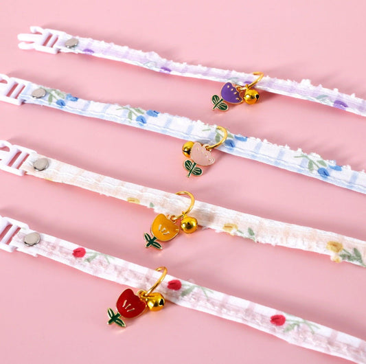 Pet Tulip Pendant Bell Adjustable Collar - {{product.type}} - PawPawUp