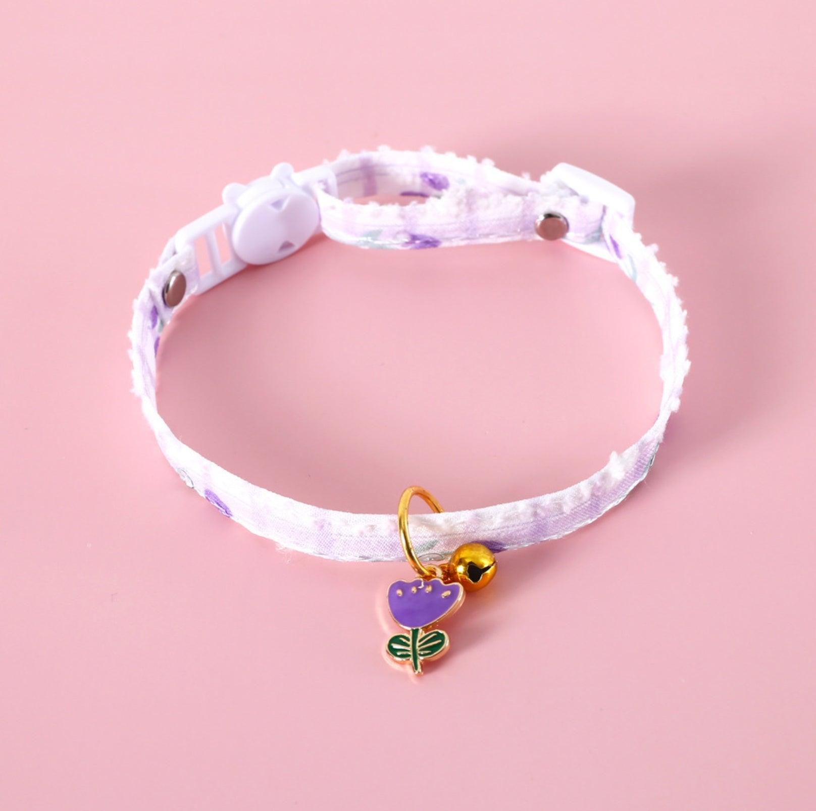Pet Tulip Pendant Bell Adjustable Collar - {{product.type}} - PawPawUp