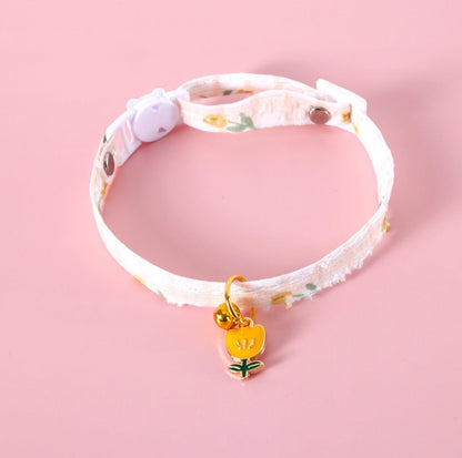 Pet Tulip Pendant Bell Adjustable Collar - {{product.type}} - PawPawUp