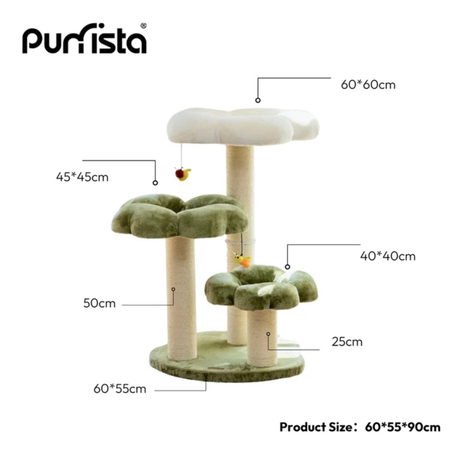 Purrista Dual-Color Cushion 90cm Cat Tower (Three-Layer) - {{product.type}} - PawPawUp