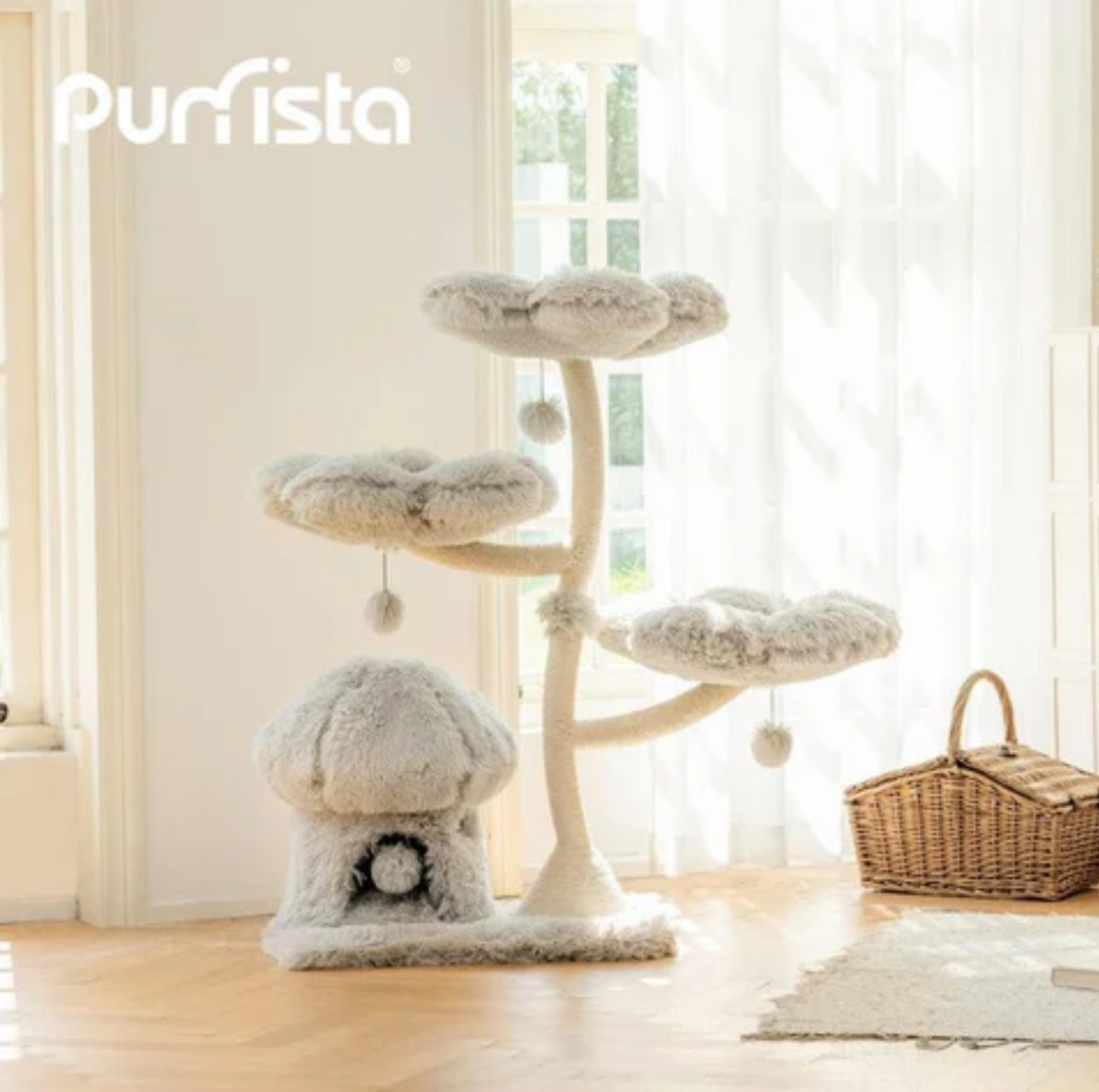 Purrista Mushroom Ice Cream 120cm Cat Tree (Three-Layer) - Grey - {{product.type}} - PawPawUp
