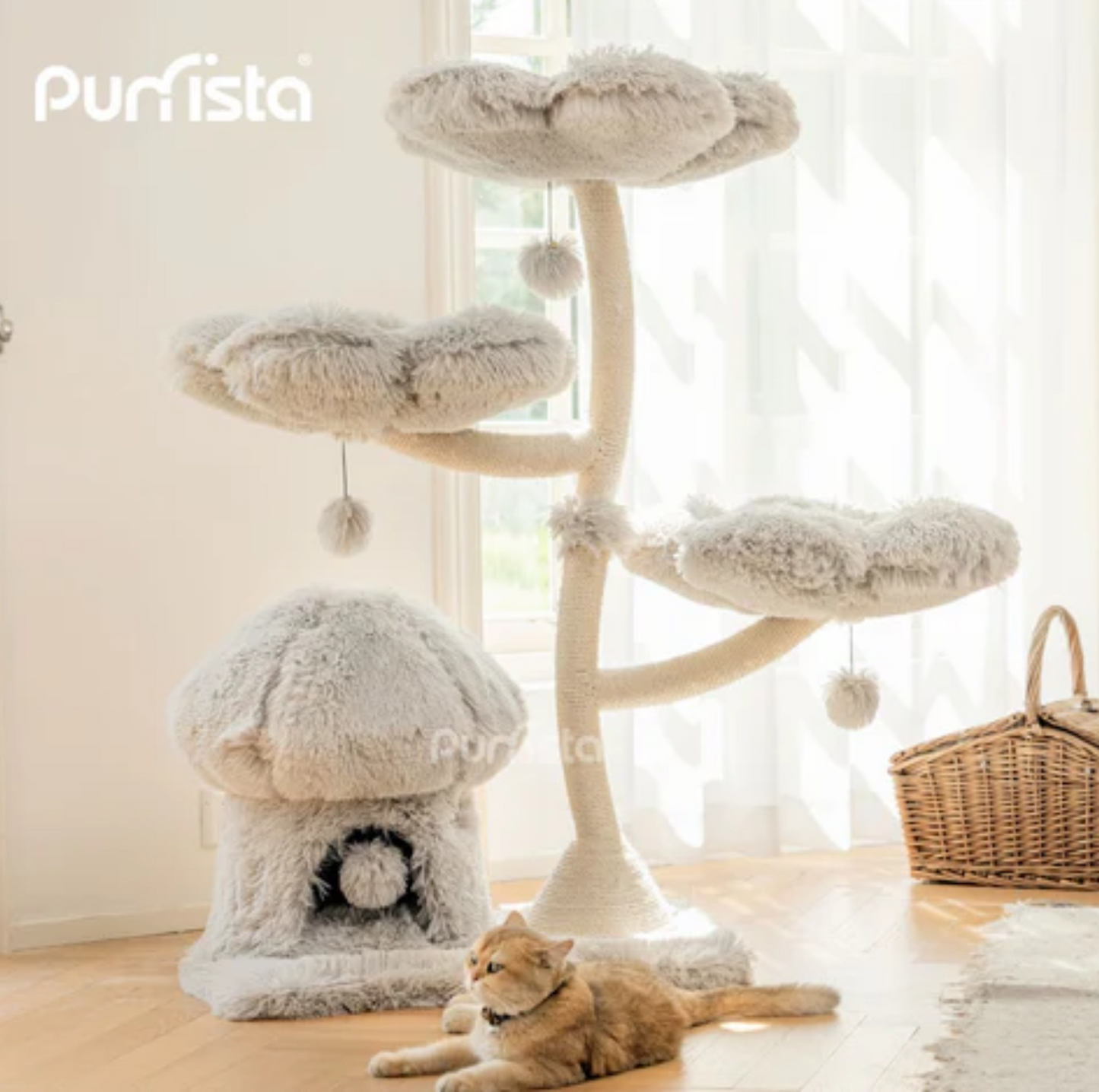 Purrista Mushroom Ice Cream 120cm Cat Tree (Three-Layer) - Grey - {{product.type}} - PawPawUp