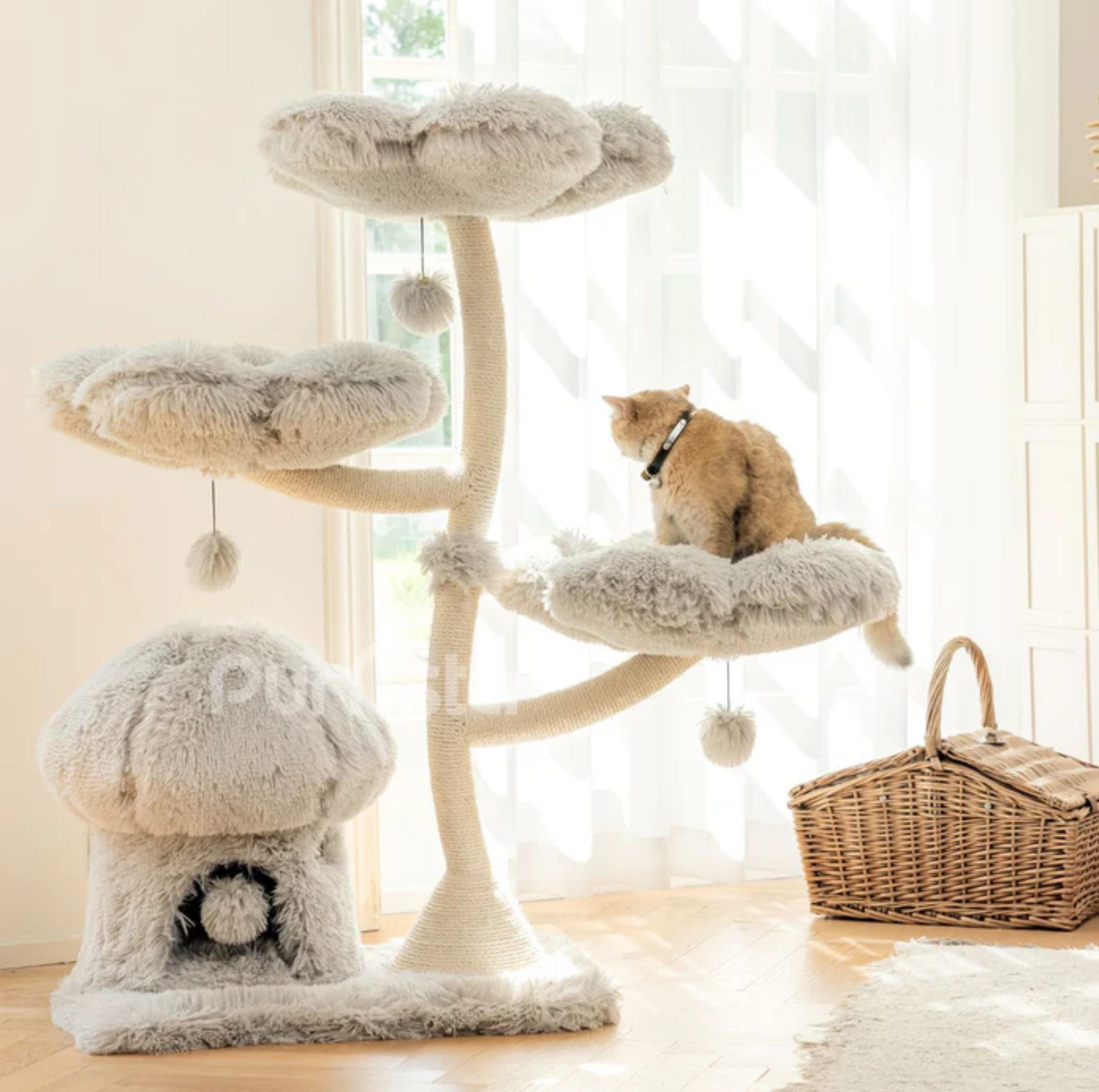 Purrista Mushroom Ice Cream 120cm Cat Tree (Three-Layer) - Grey - {{product.type}} - PawPawUp