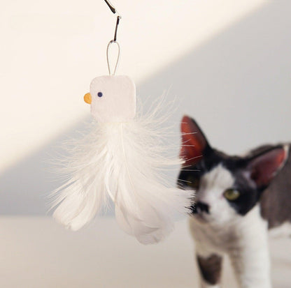 PURROOM Little Chicken Series: Extendable Feather Cat Stick Cat Toy - {{product.type}} - PawPawUp